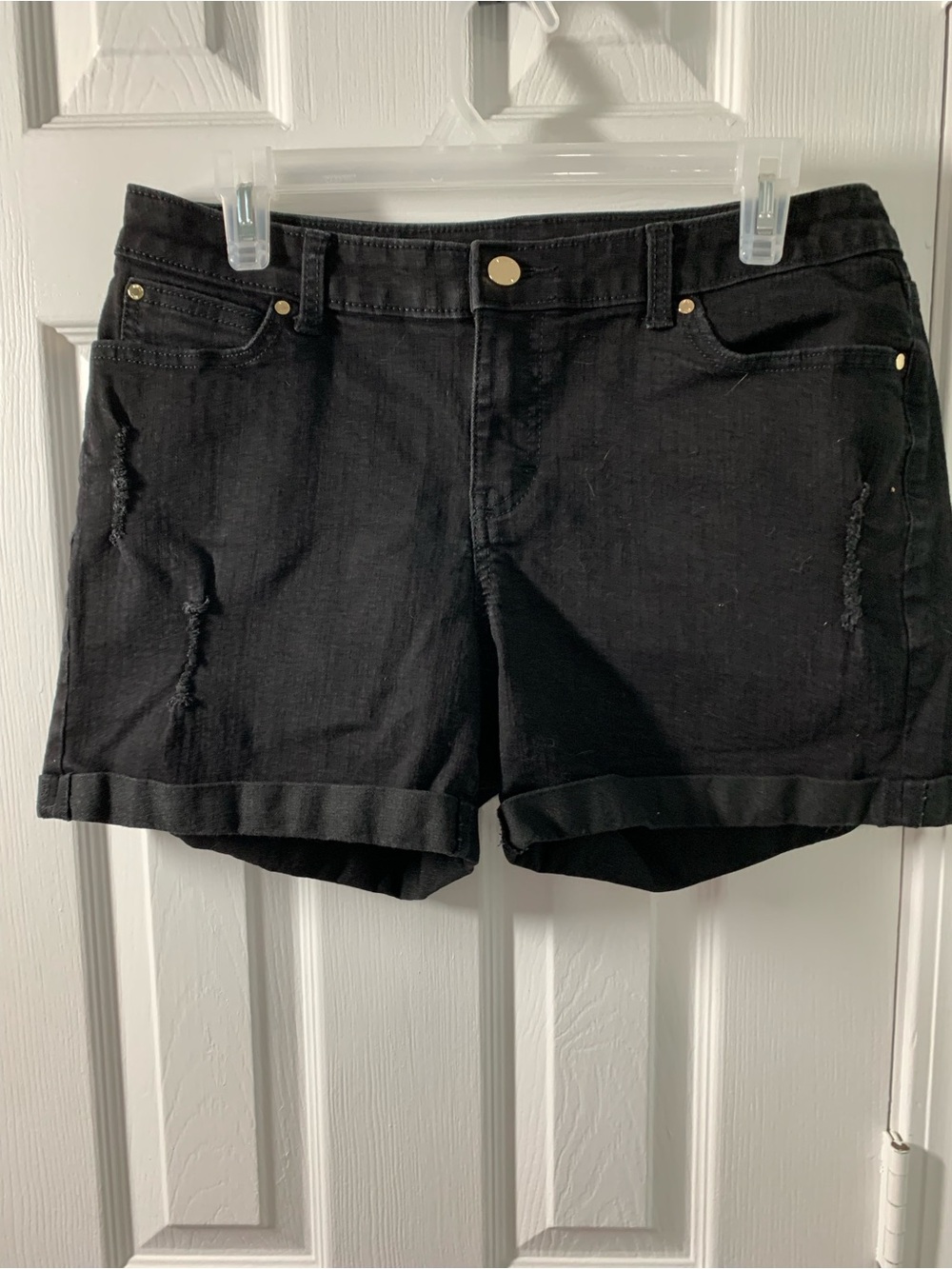 Jennifer Lopez Black Rolled Cuff Denim Shorts